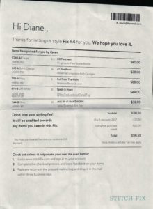 This invoice shows cost of each item and any discounts applied for the shopping service.